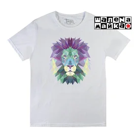 Прикольные футболки: Лев Геометрия белая